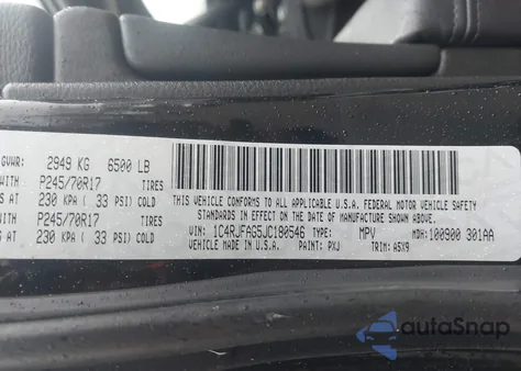 2018 Jeep Grand Cherokee Laredo E 4X4 from USA, damaged, VIN 1C4RJFAG5JC180546